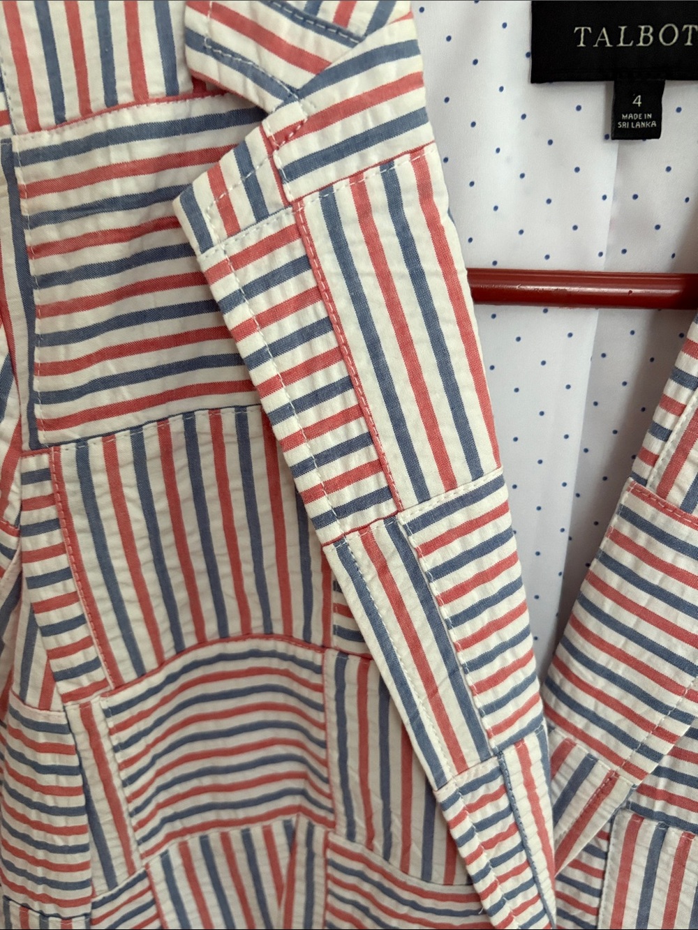 Talbots Orange and Gray Striped Patchwork Blazer - Picture 2 of 4